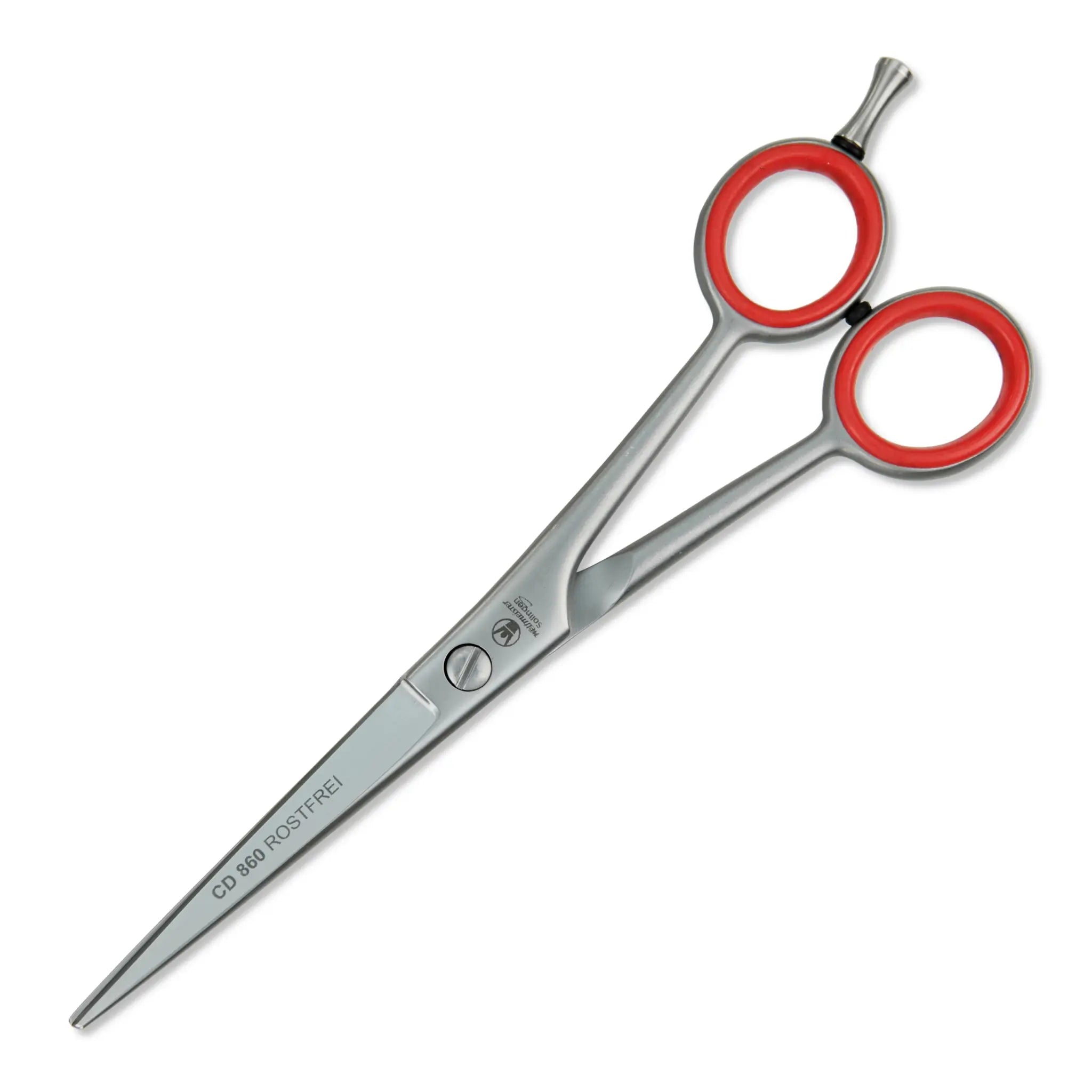 Hundeschere gerade Weltmeister Solingen, satiniert, Ringe rot