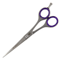 Friseurschere von Weltmeister, Solingen CD805, satiniert, Ringe lila