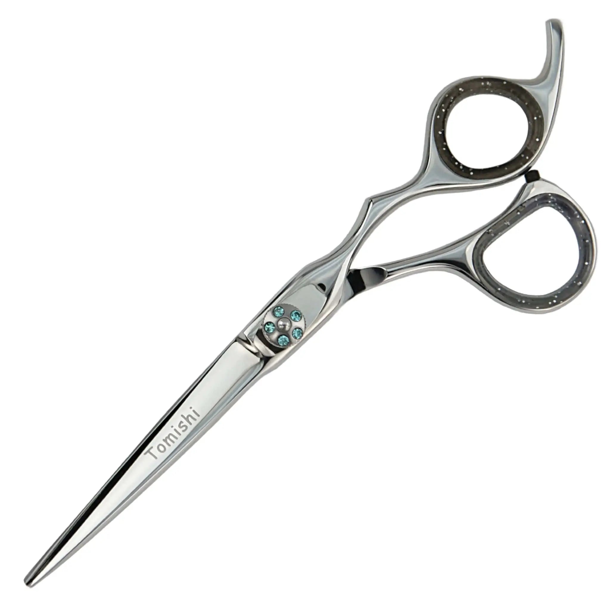 Friseurschere Tomishi, poliert, Ringe schwarz