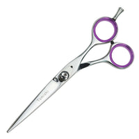 Friseurschere Tomishi, poliert, Ringe magenta