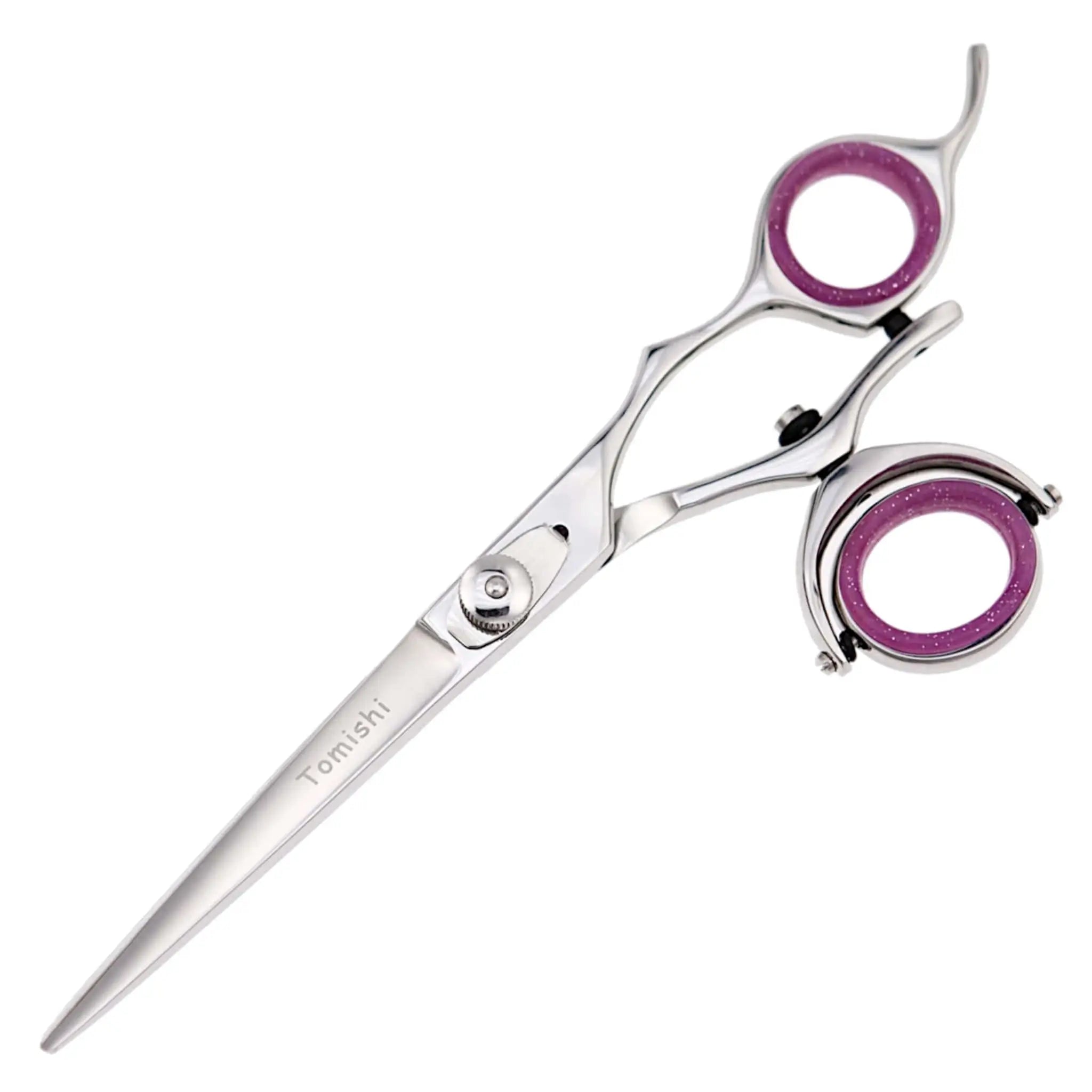 Friseurschere Tomishi poliert, Ringe pink