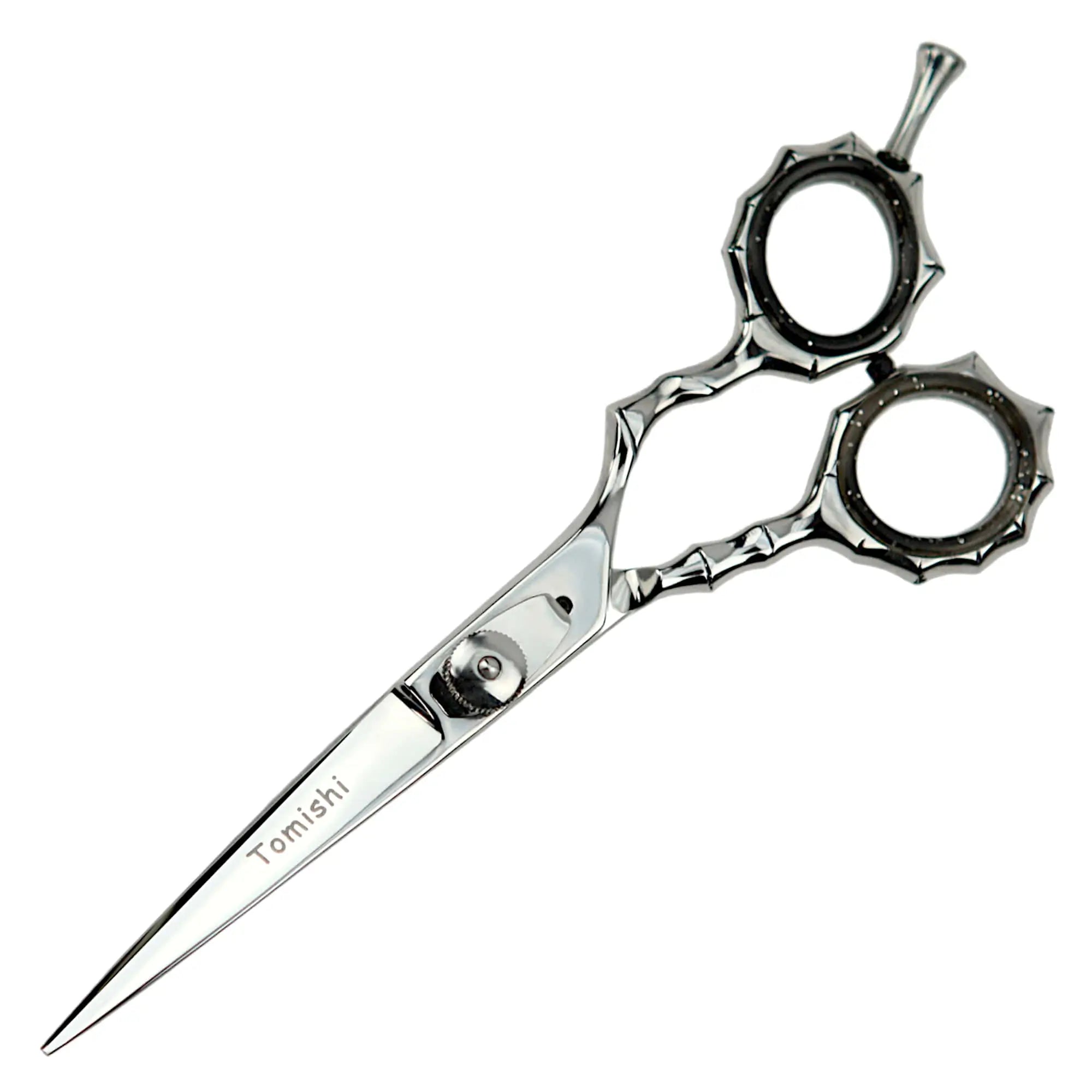 Friseurschere Tomishi, poliert, Ringe schwarz