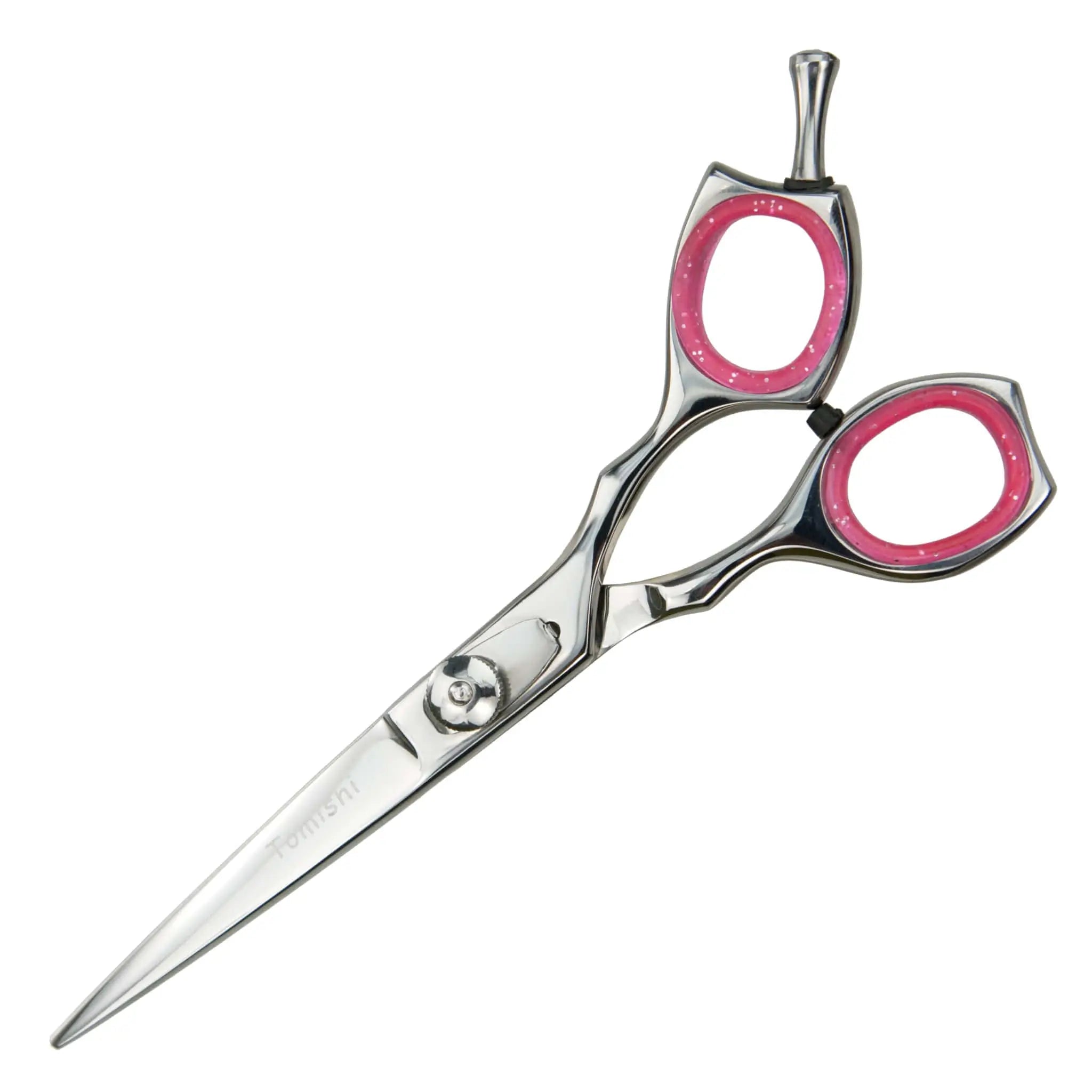 Friseurschere Tomishi poliert, Ringe pink