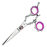 Modellierschere Tomishi Neko, poliert, Ringe magenta