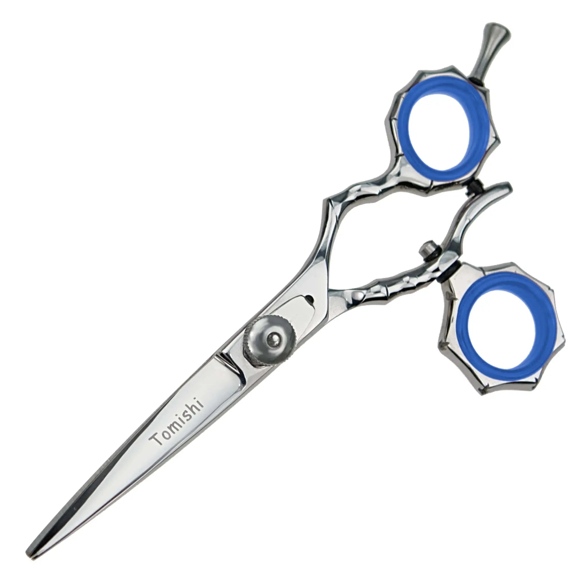 Modellierschere Tomishi Neko, poliert, Ringe blau