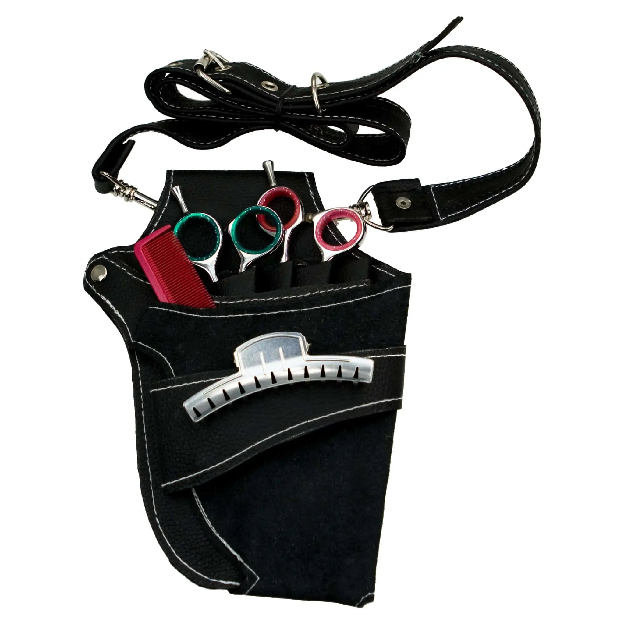 Friseurtasche aus Leder, schwarz