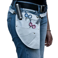 Friseurtasche Echtleder mit Riegel, weiss