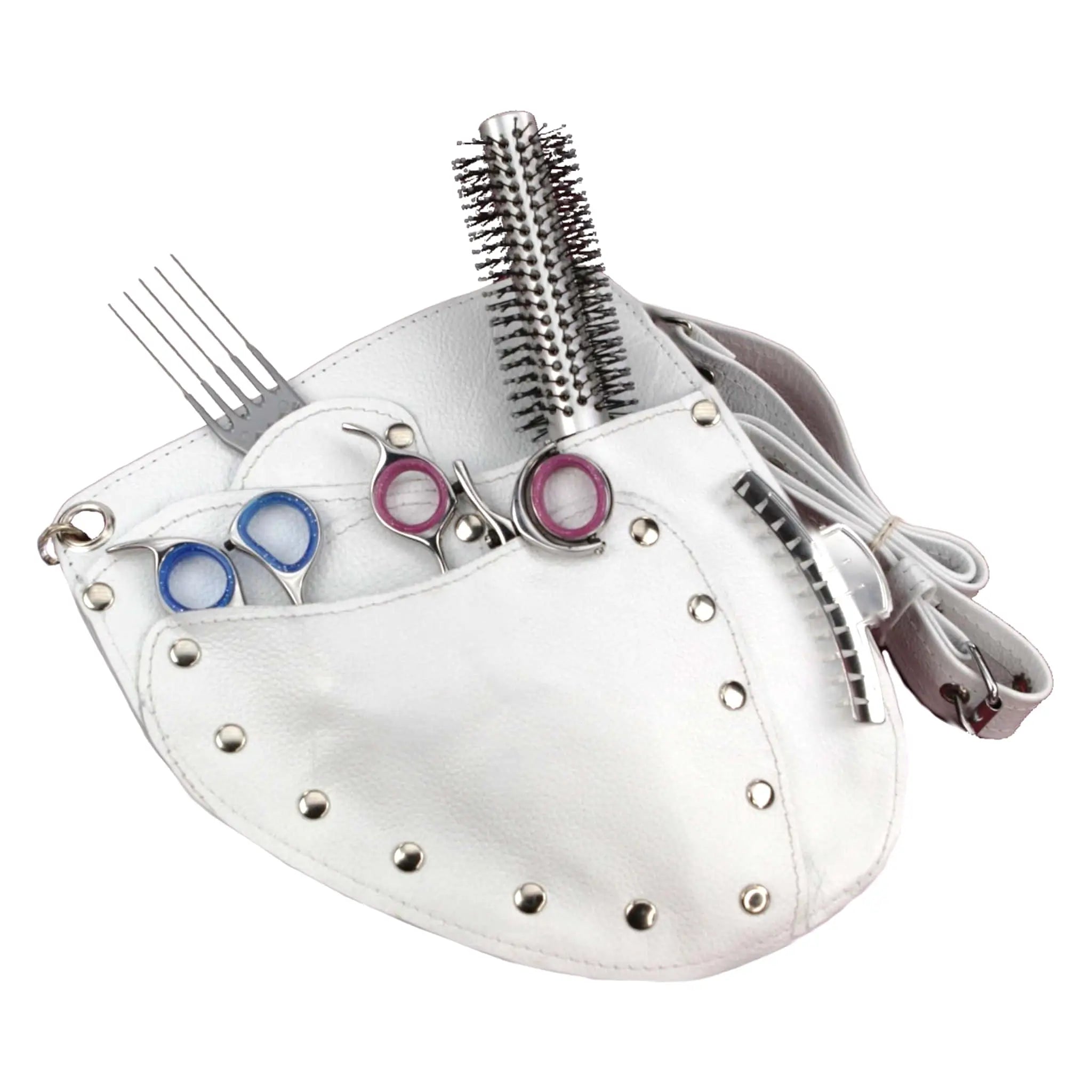 Friseurtasche aus Leder, weiß