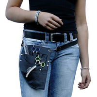 Friseurtasche mit Riegel, Leder schwarz