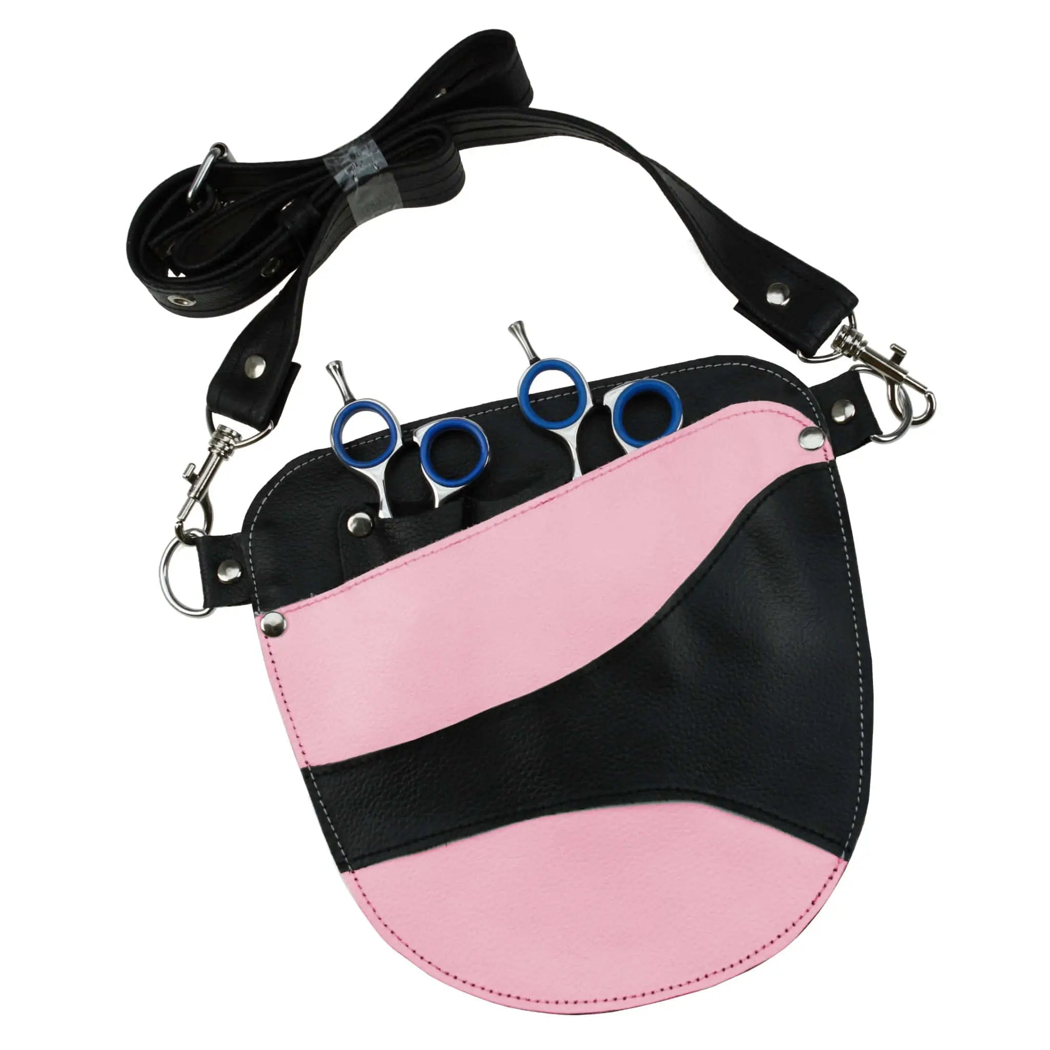 Friseurtasche Leder zweifarbig, schwarz-rosa