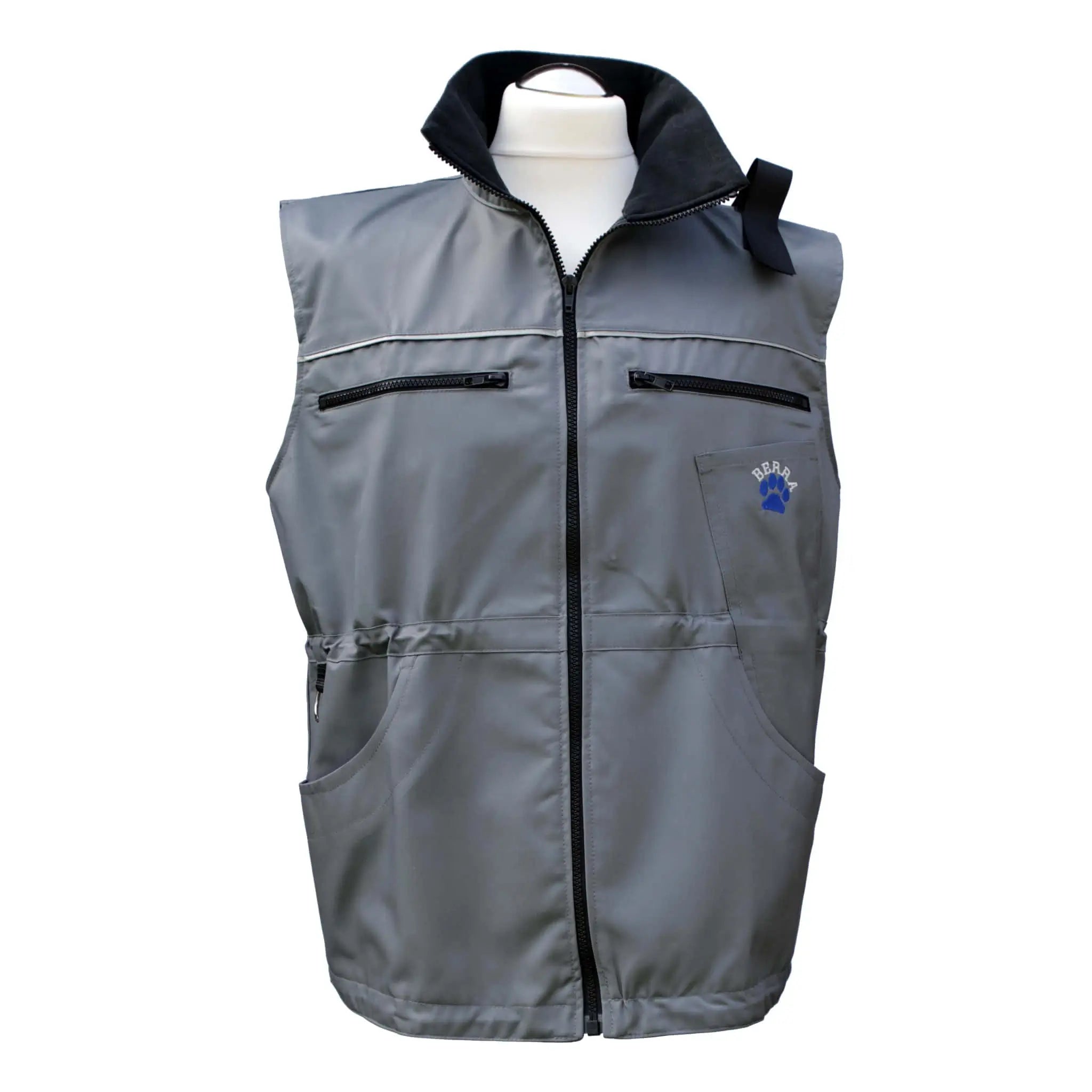 Hundesportweste Berra grau PRO, mit Reflektorstreifen - Ansicht vorne