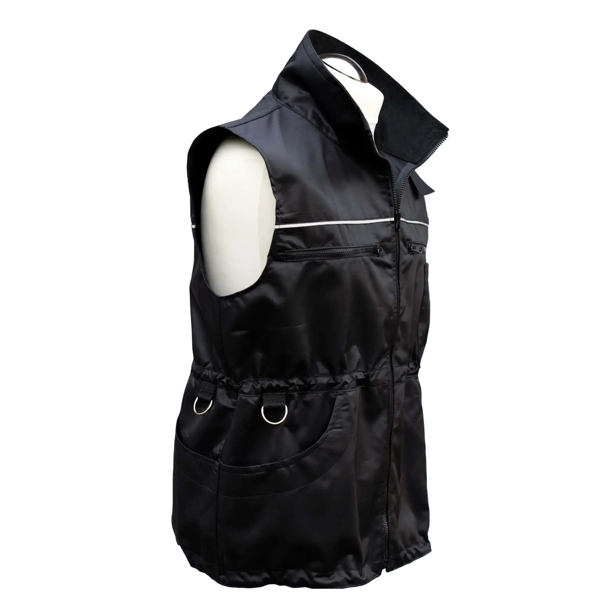 Hundesportweste Berra schwarz PRO, mit Reflektorstreifen - Ansicht seitlich