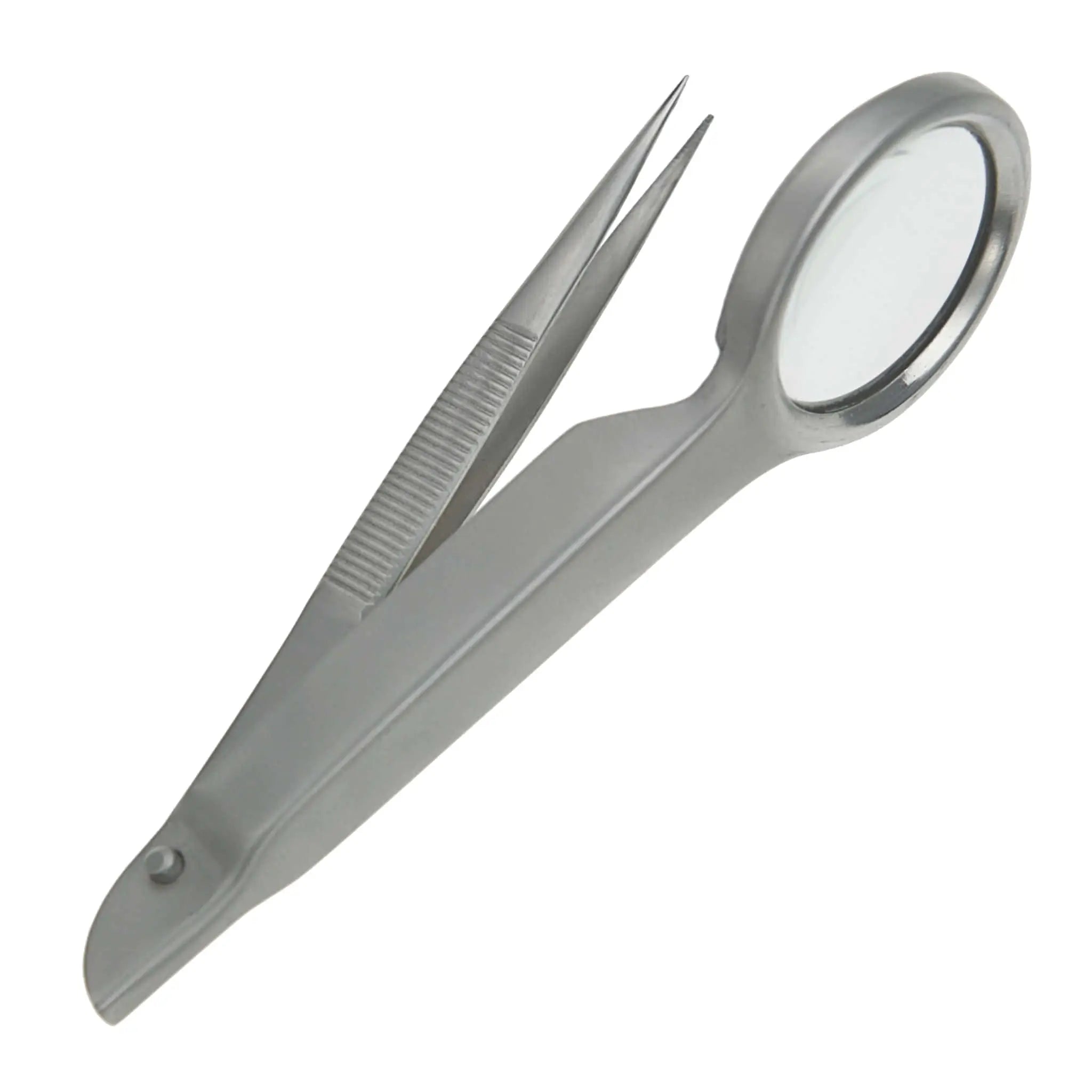 Lupenpinzette klein, satiniert, klappbar