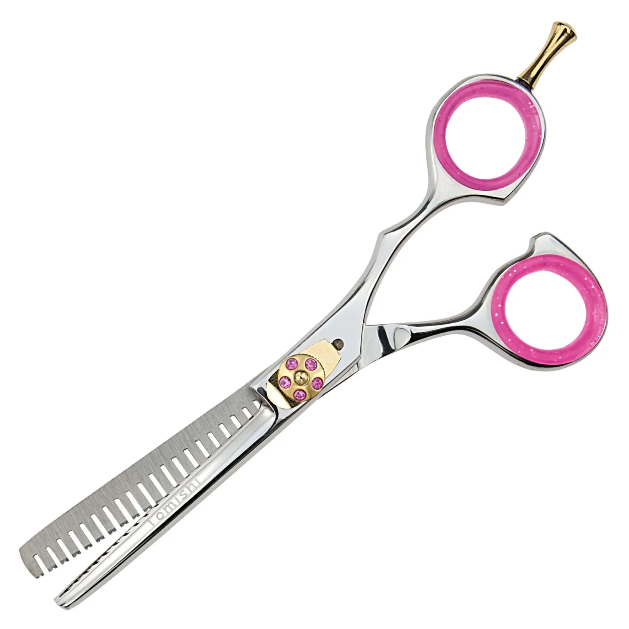 Modellierschere Tomishi, poliert, Ringe rosa