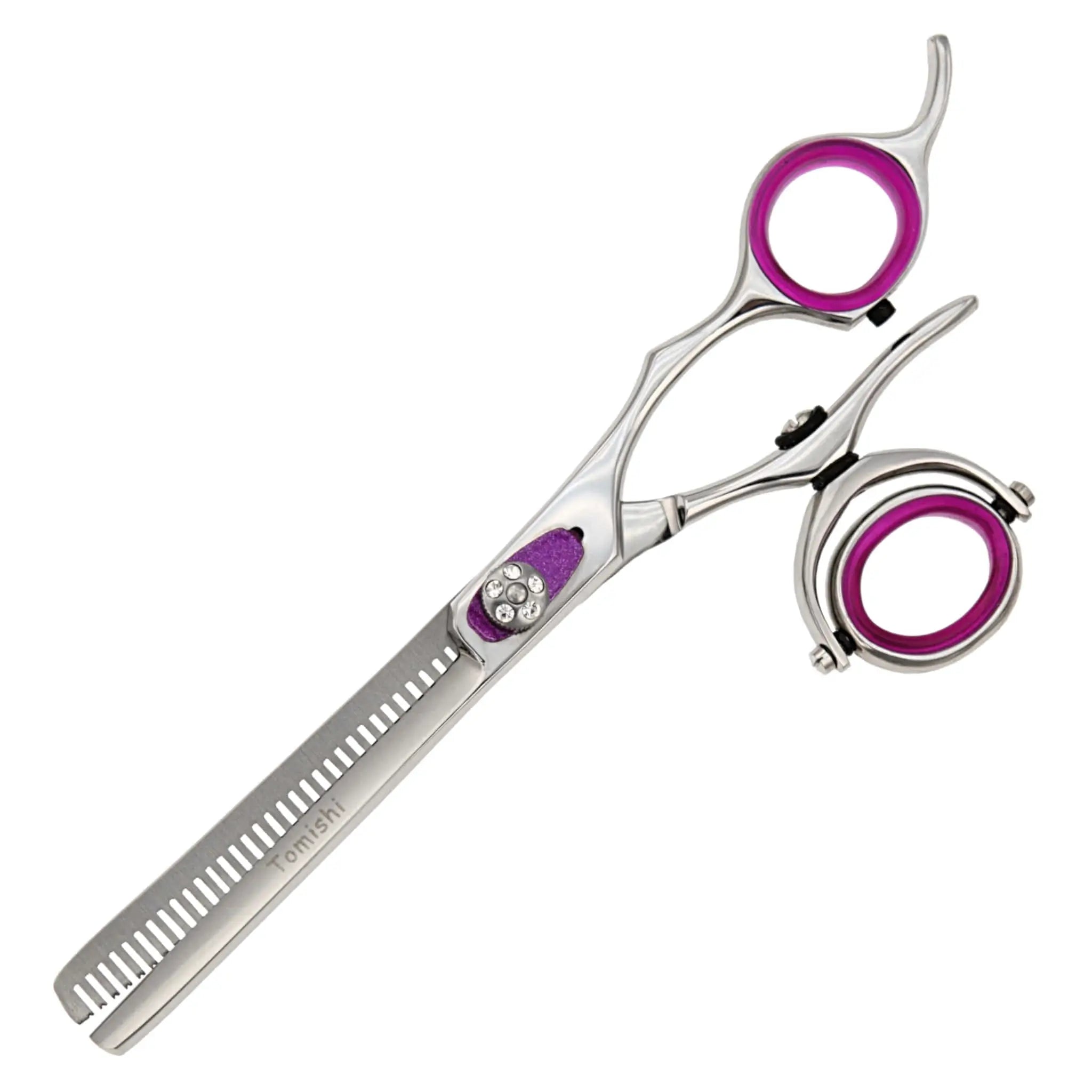 Modellierschere Tomishi Yuma, poliert, Ringe magenta