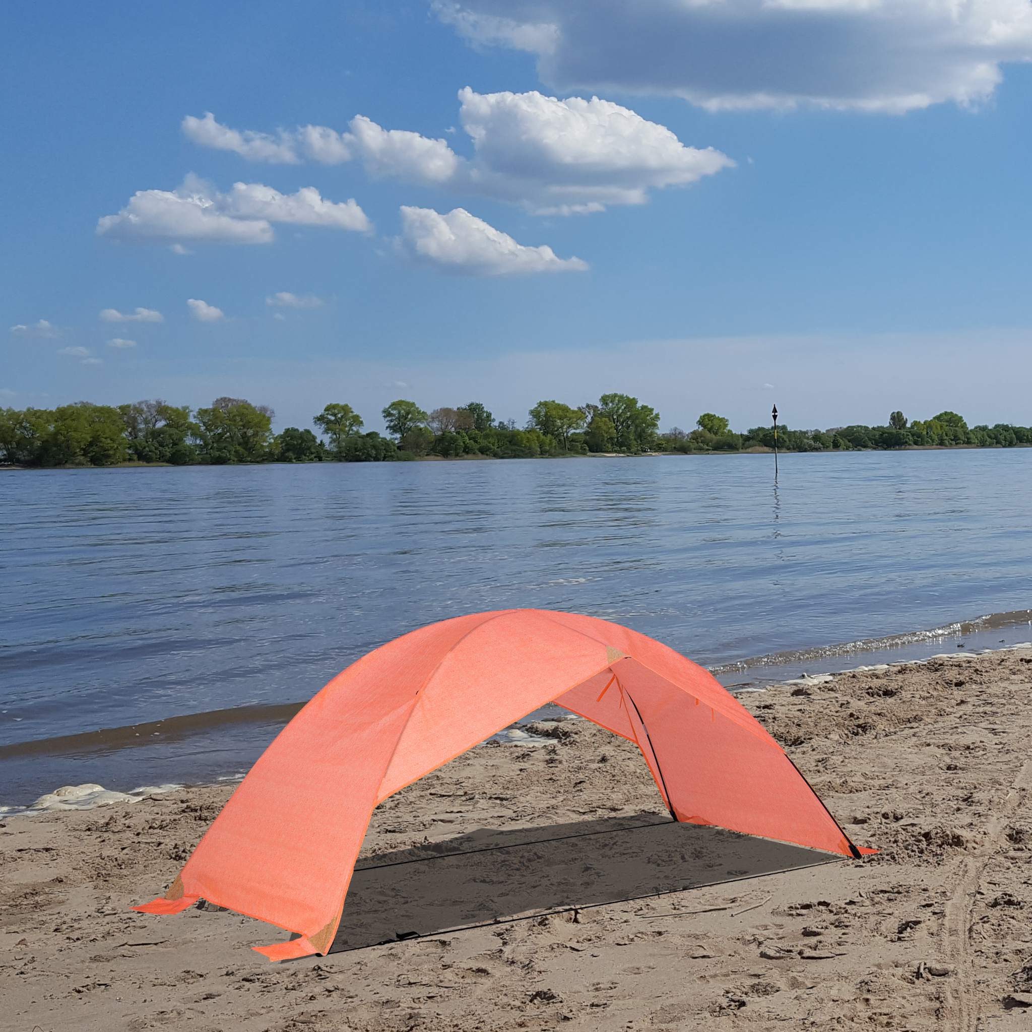 Sonnenzelt Waimea, Farbe lachs, am Strand