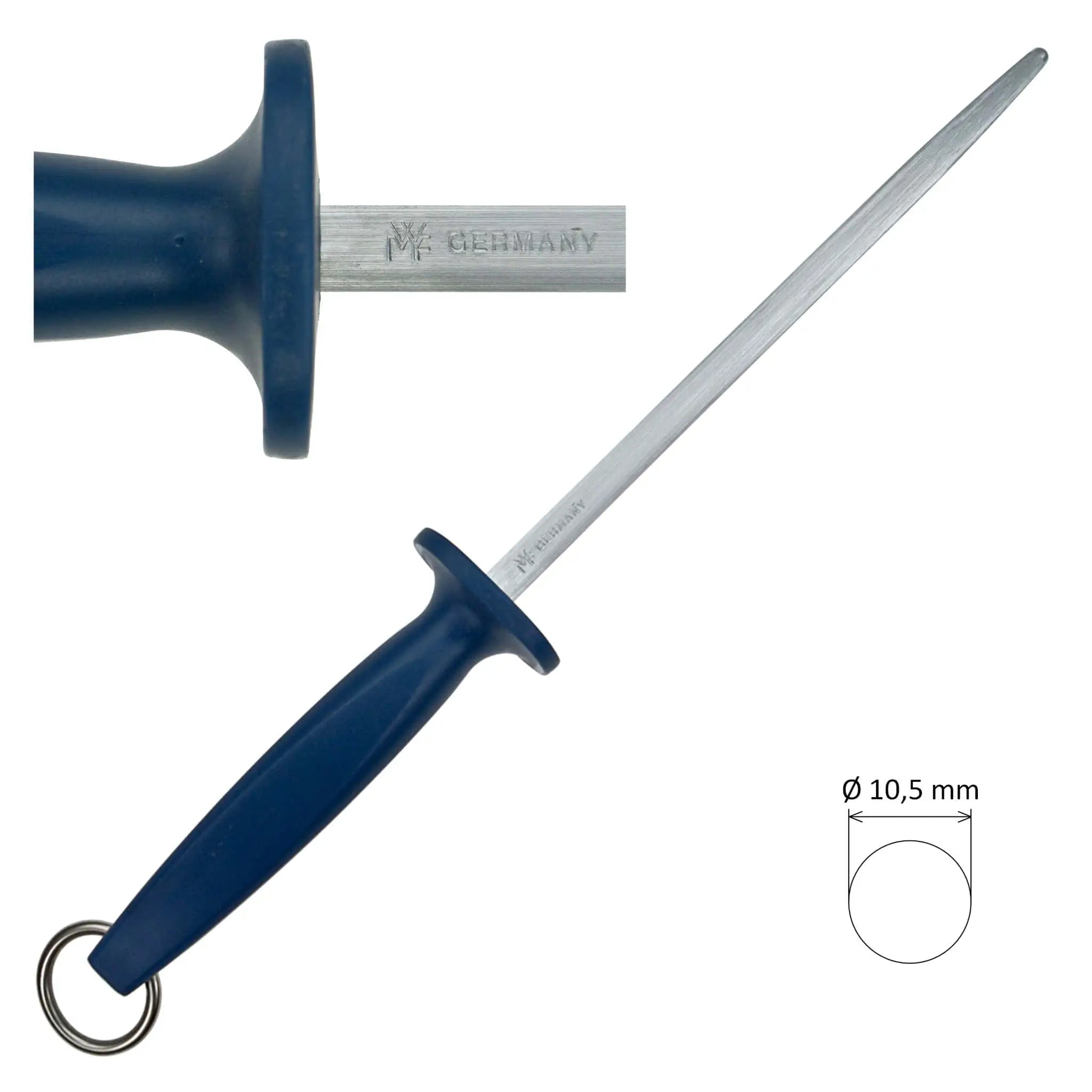 Wetzstahl WMF, rund, Griff blau