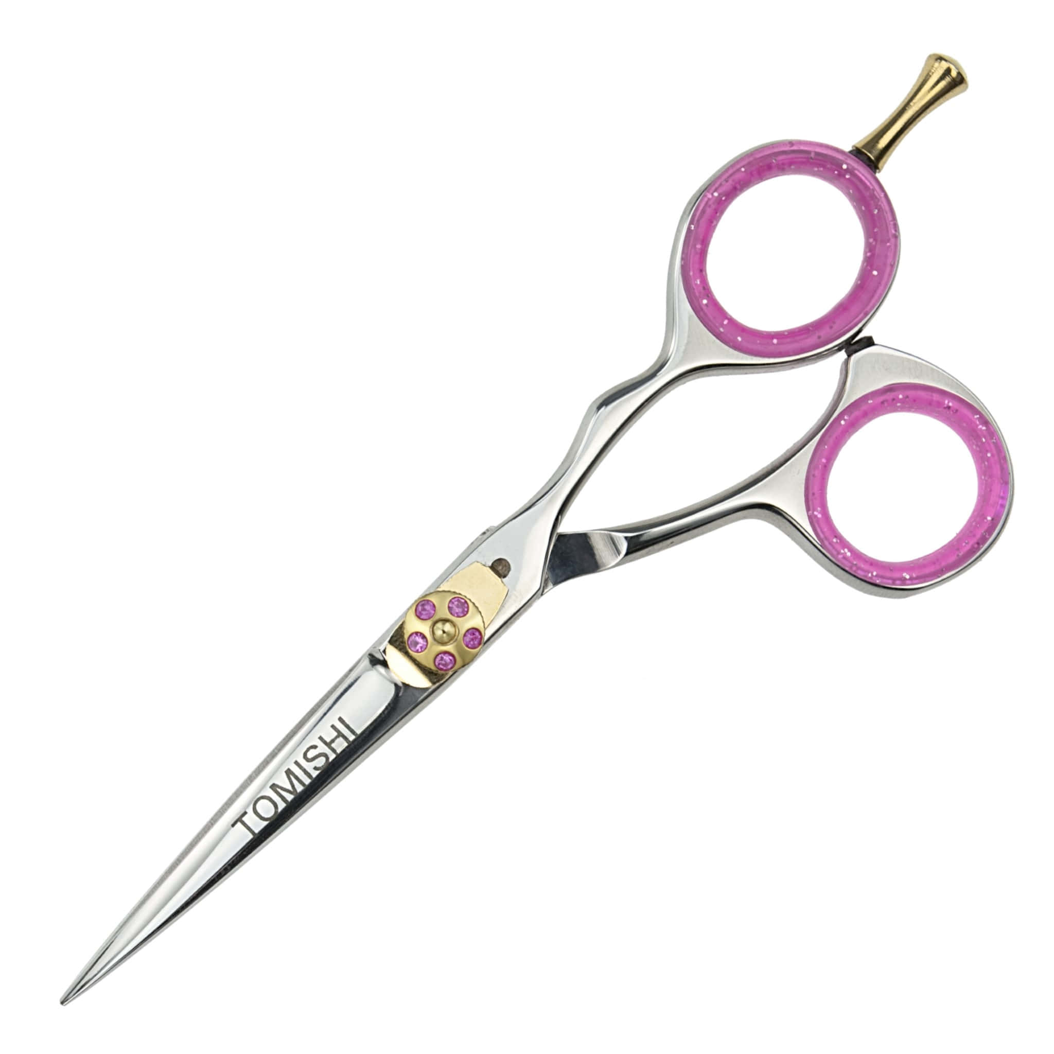Friseurschere Tomishi, poliert, Ringe rosa