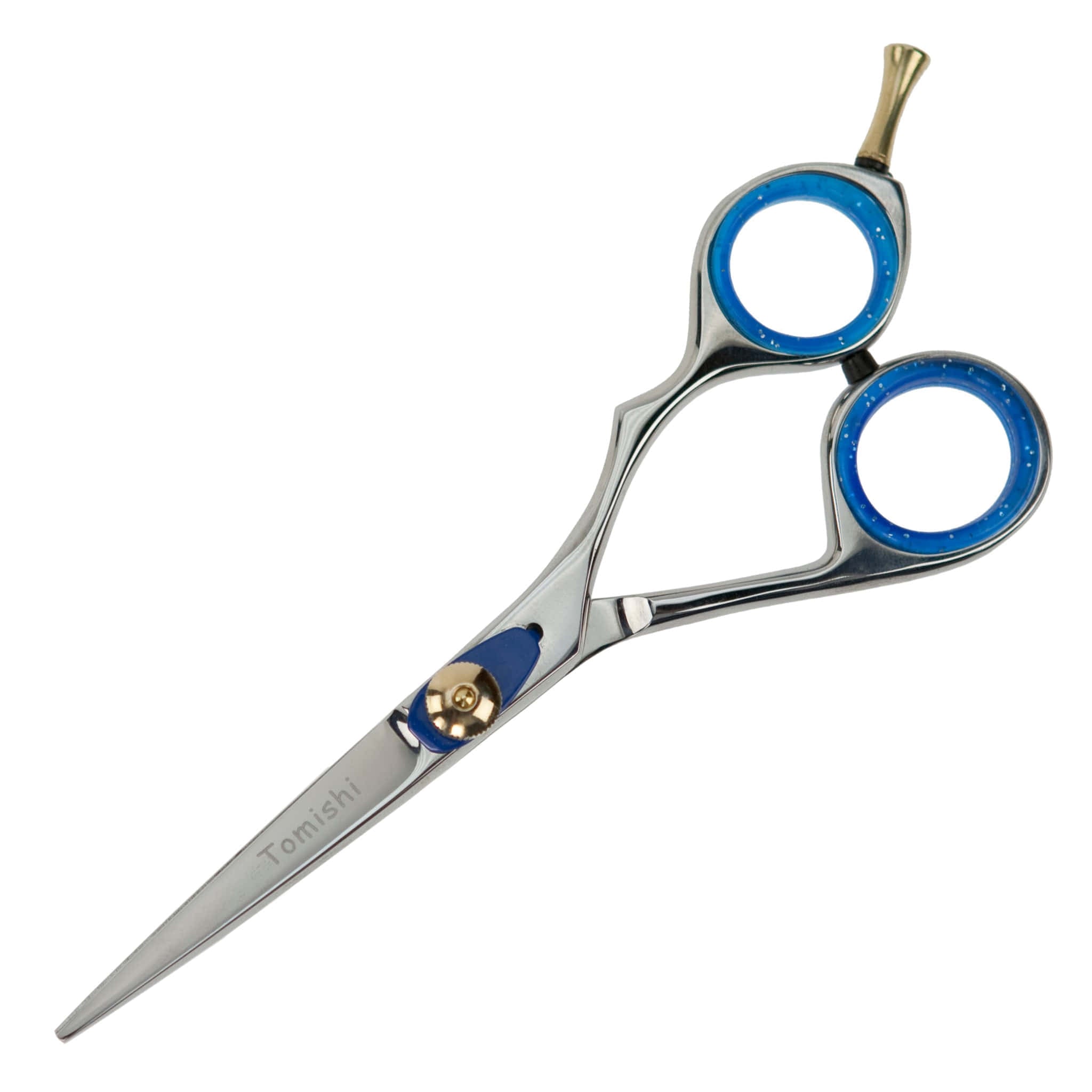 Friseurschere Tomishi Yuko, poliert, Ringe blau