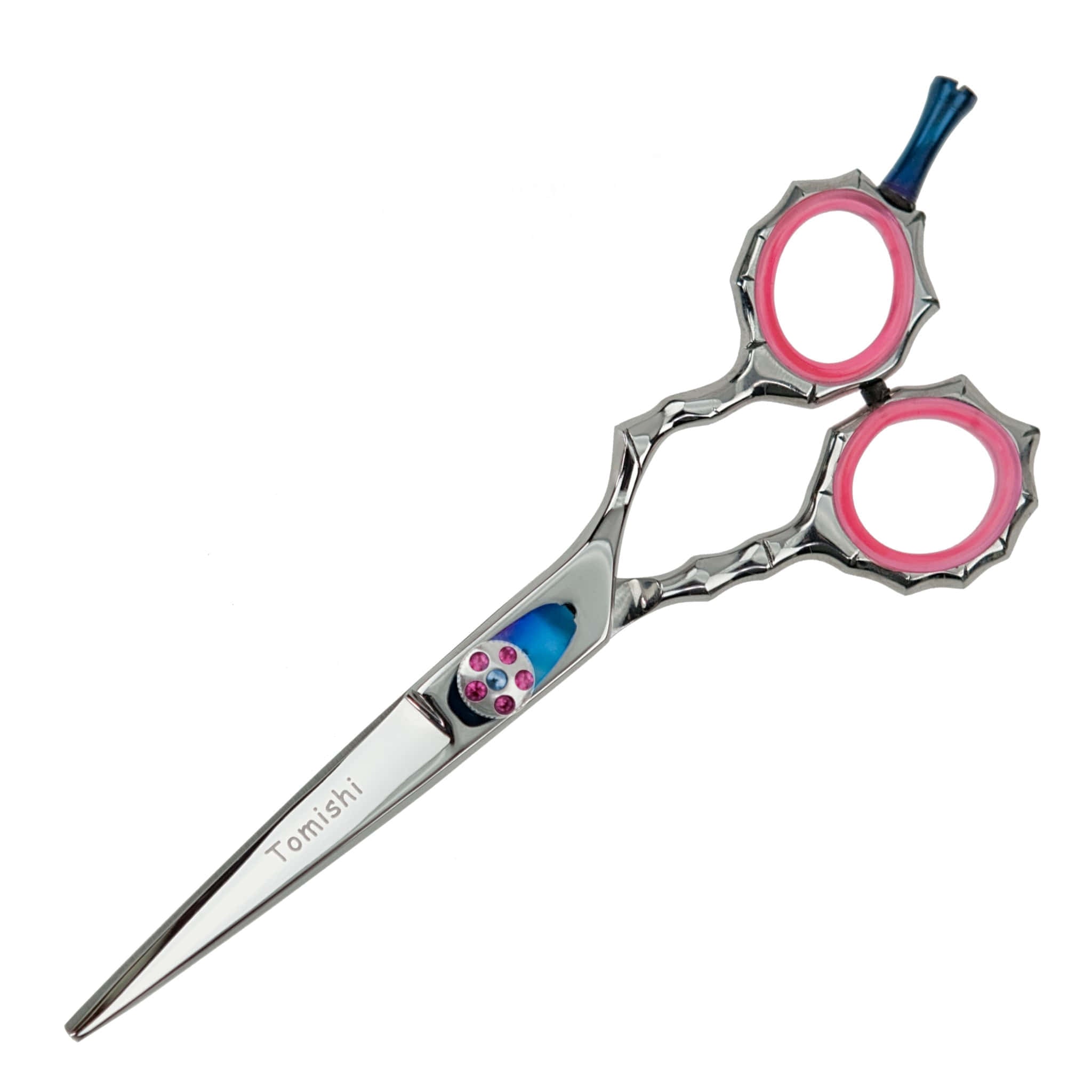 Friseurschere Tomishi, poliert, Ringe rosa