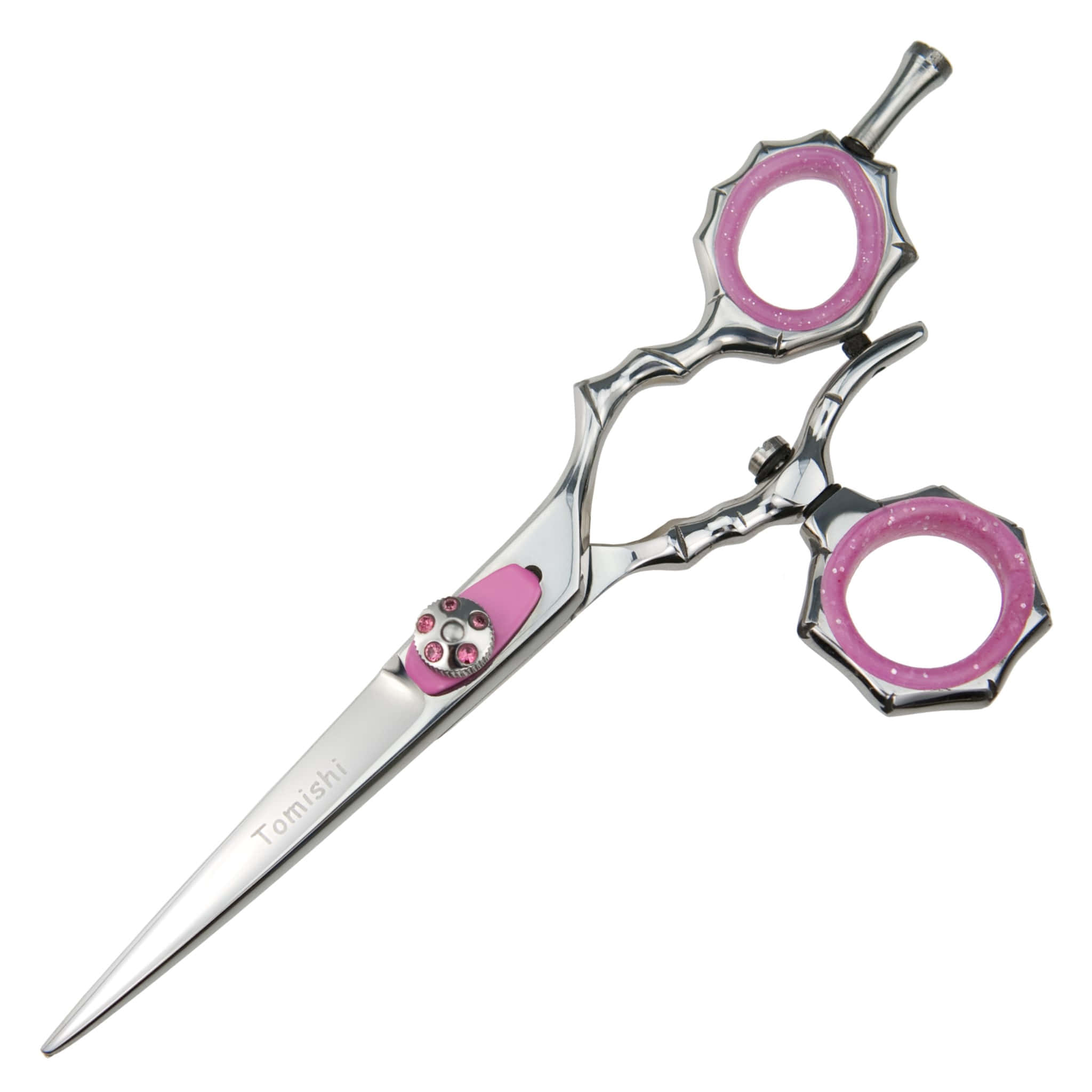 Friseurschere Tomishi Neko, 1 Auge vollbeweglich, Ringe rosa