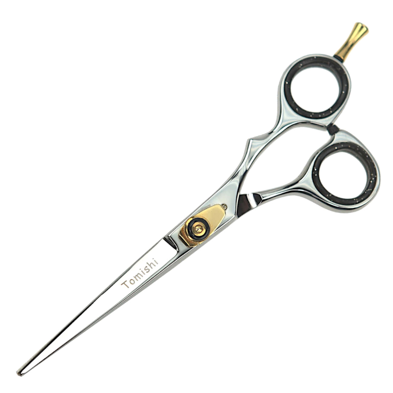 Friseurschere Tomishi, poliert, Ringe schwarz