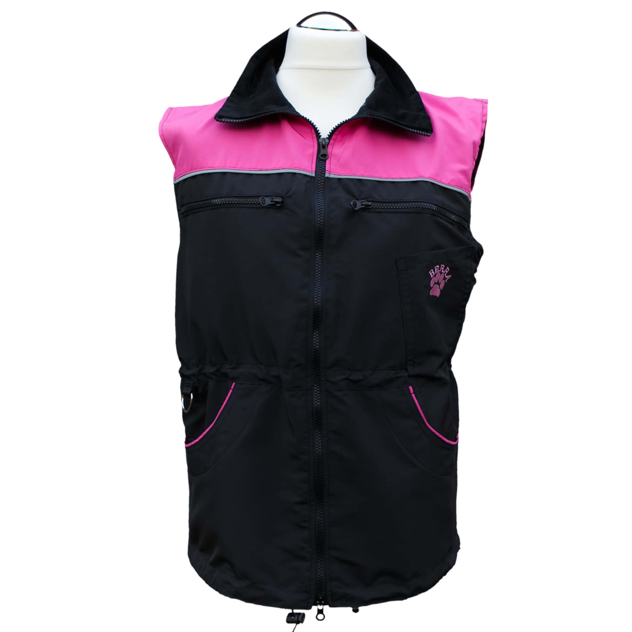 Hundesportweste Berra zweifarbig, magenta-schwarz, Ansicht vorne