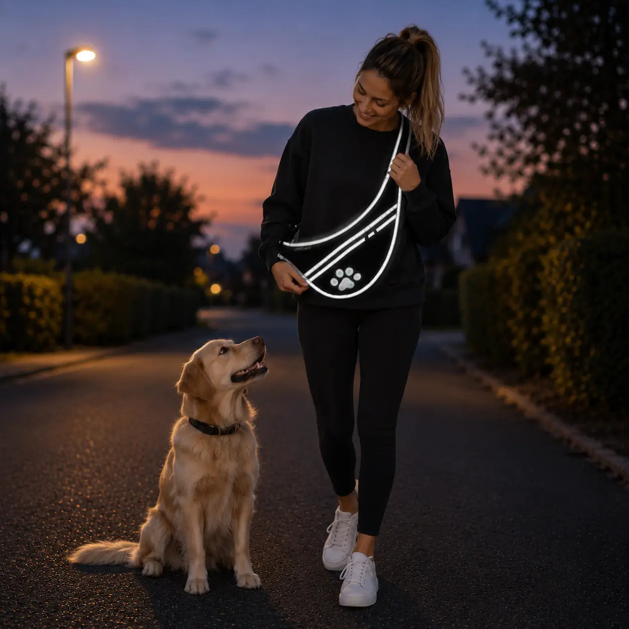 cross-body-bag-ovelia-mit-frau-blond-und-goldenretriever-abends-33530