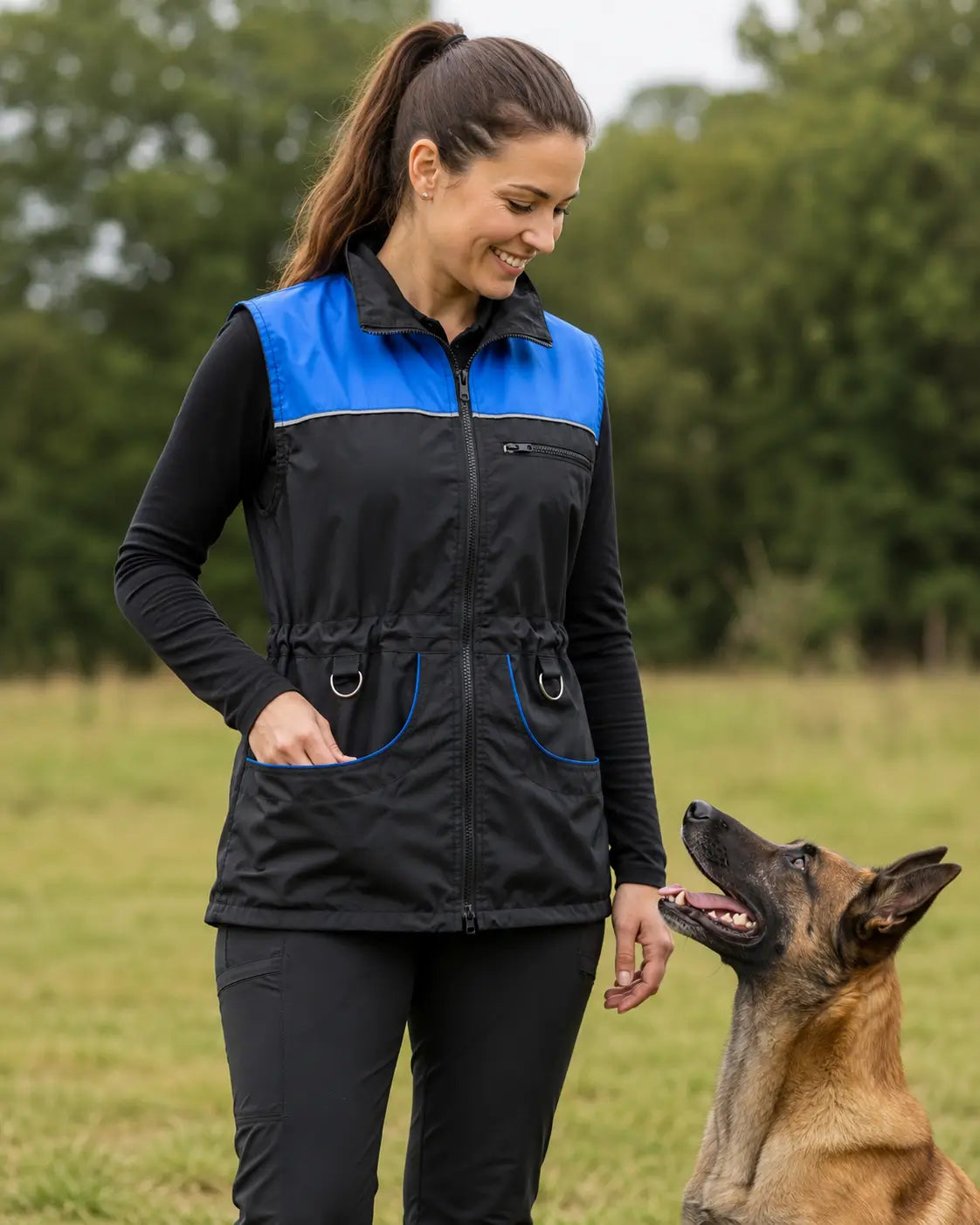 hundesportweste-light-blau-schwarz-vorne-31401-mit-frau